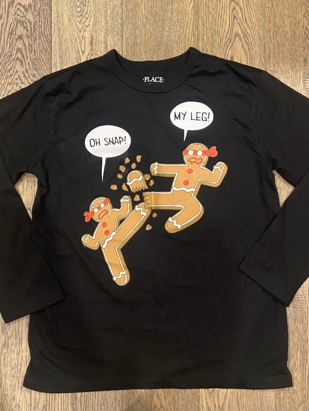 LIKE NEW: The Children's Place Long Sleeve Gingerbread Ninja Graphic Tee 10-12Y
